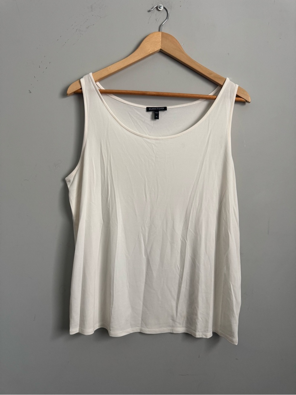 Eileen Fisher silk White Scoop Neck Tank Top